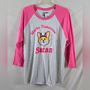 NWT Rebel Society "Maybe Tomorrow Satan" Corgi T-shirt Size Large